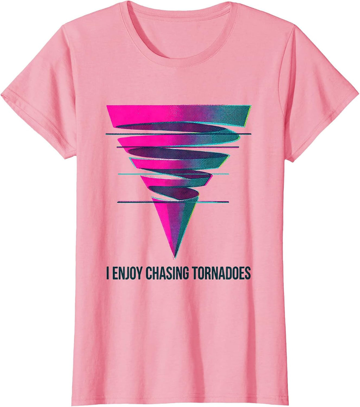 Women's I Enjoy Chasing Tornadoes Risograph Storm Chaser Meteorology T-Shirt - Pink