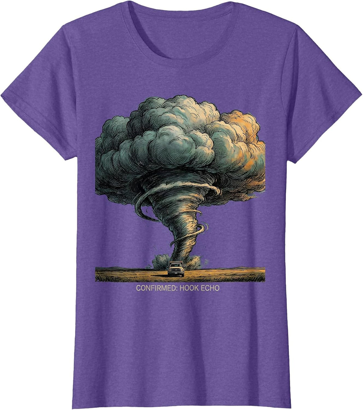 Confirmed Hook Echo Tornado Chaser Meteorology Enthusiast T-Shirt - Purple Heather
