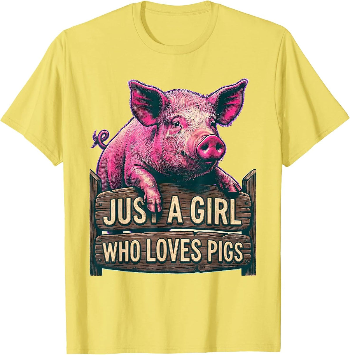 Men's Just A Girl Who Loves Pigs Funny Pig Farm Animal Lover Humor T-Shirt - Lemon Yellow