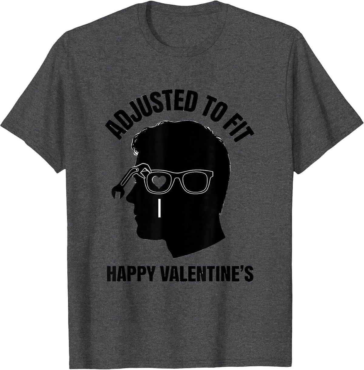 Men's Adjusted To Fit Happy Valentine's Optometrist Eye-Care Humor T-Shirt - Dark Heather Grey