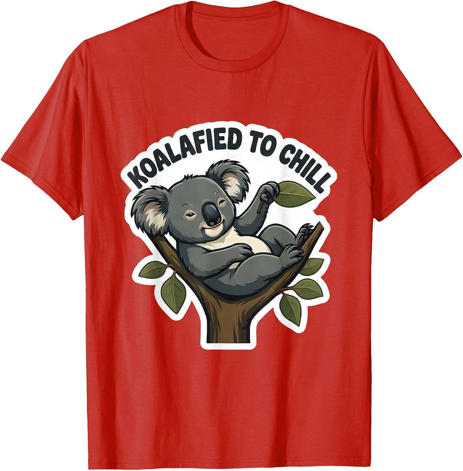 Men's Koalafied To Chill Cute Koala Animal Lover Pun Humor T-Shirt - Red