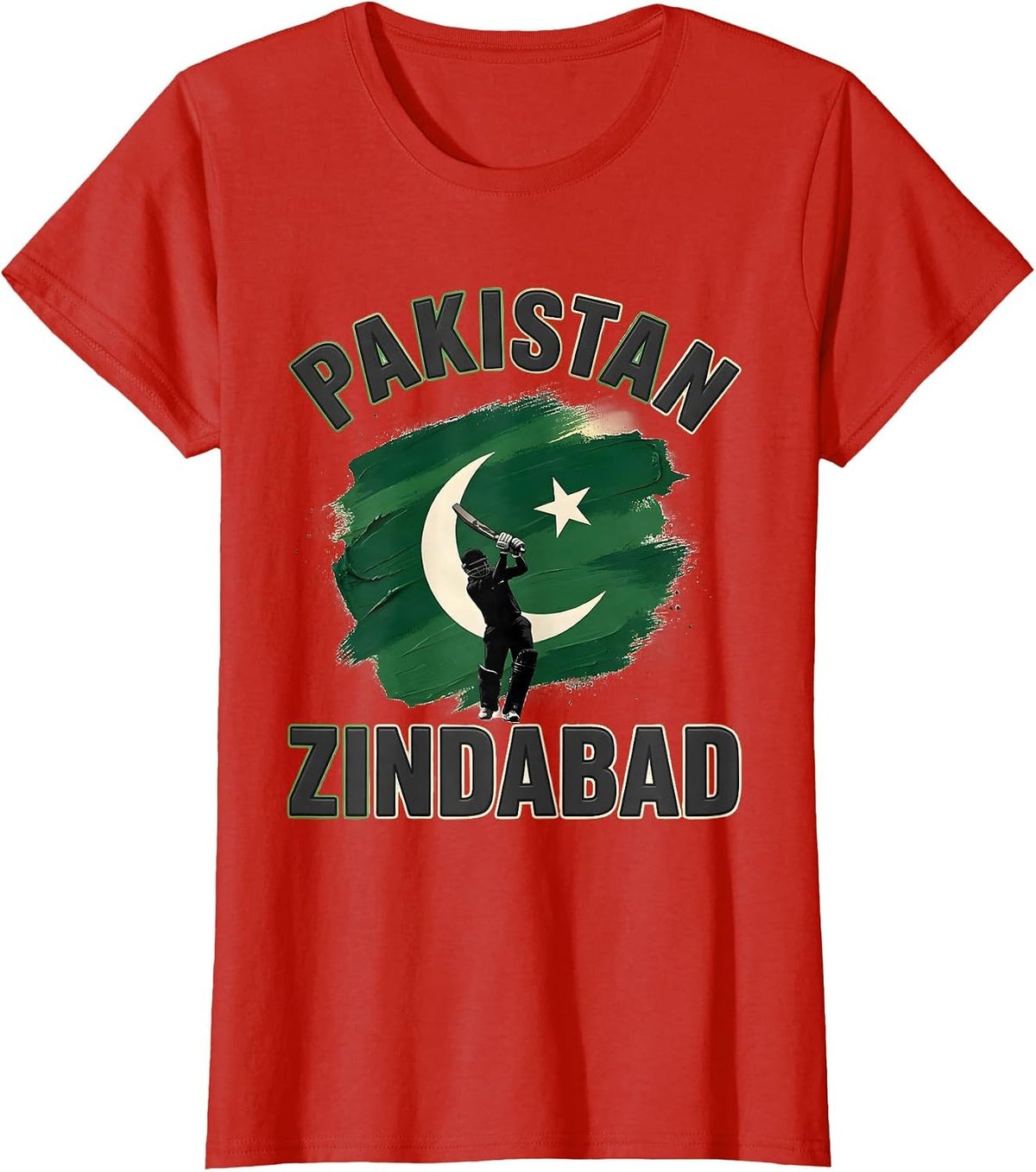 Pakistan Zindabad National Pride Cricket Fan Heritage T-Shirt - Red