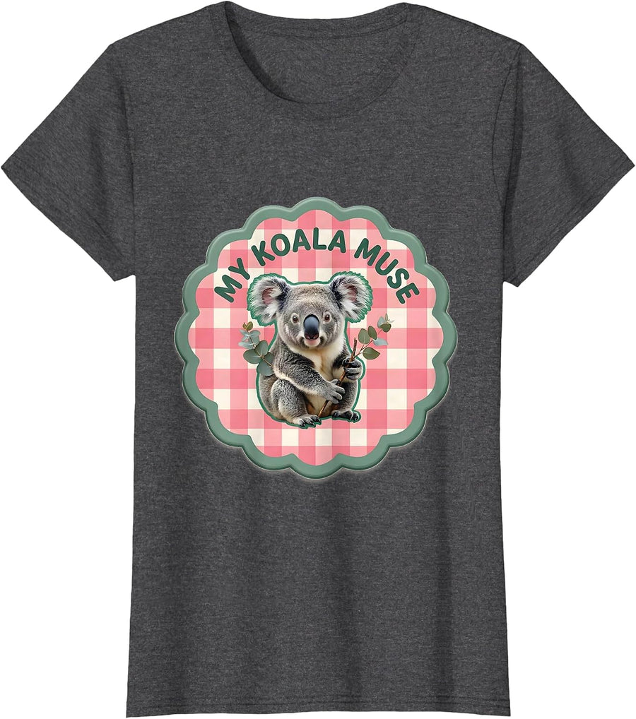 Women's My Koala Muse Cute Kawaii Animal Lover Humor T-Shirt - Dark Heather Grey