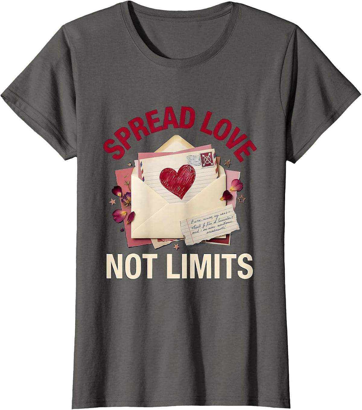 Women's Spread Love Not Limits Down Syndrome Awareness T-Shirt - Asphalt Grey
