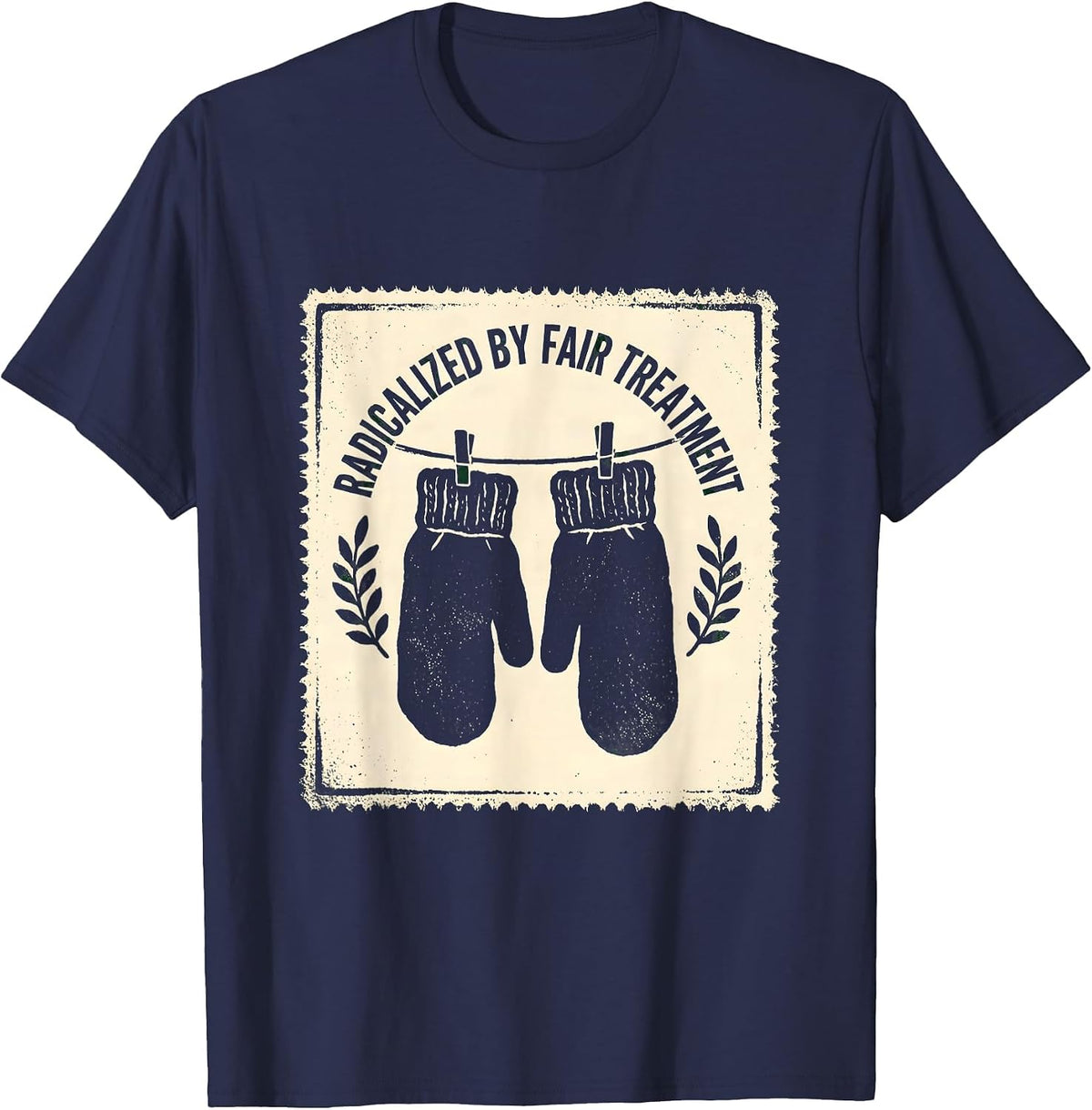 Radicalized By Fair Treatment Rubber Stamp Feminist Activist T-Shirt - Navy Blue
