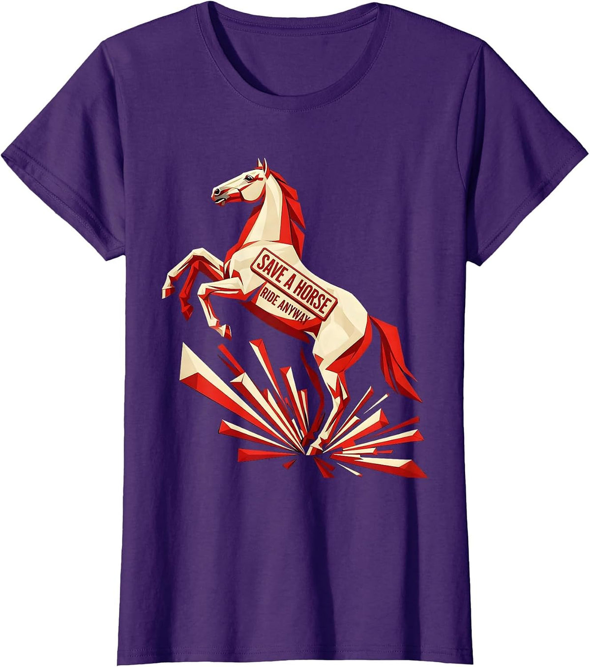 Women's Save a Horse Ride Anyway Funny Equestrian Design T-Shirt - Purple