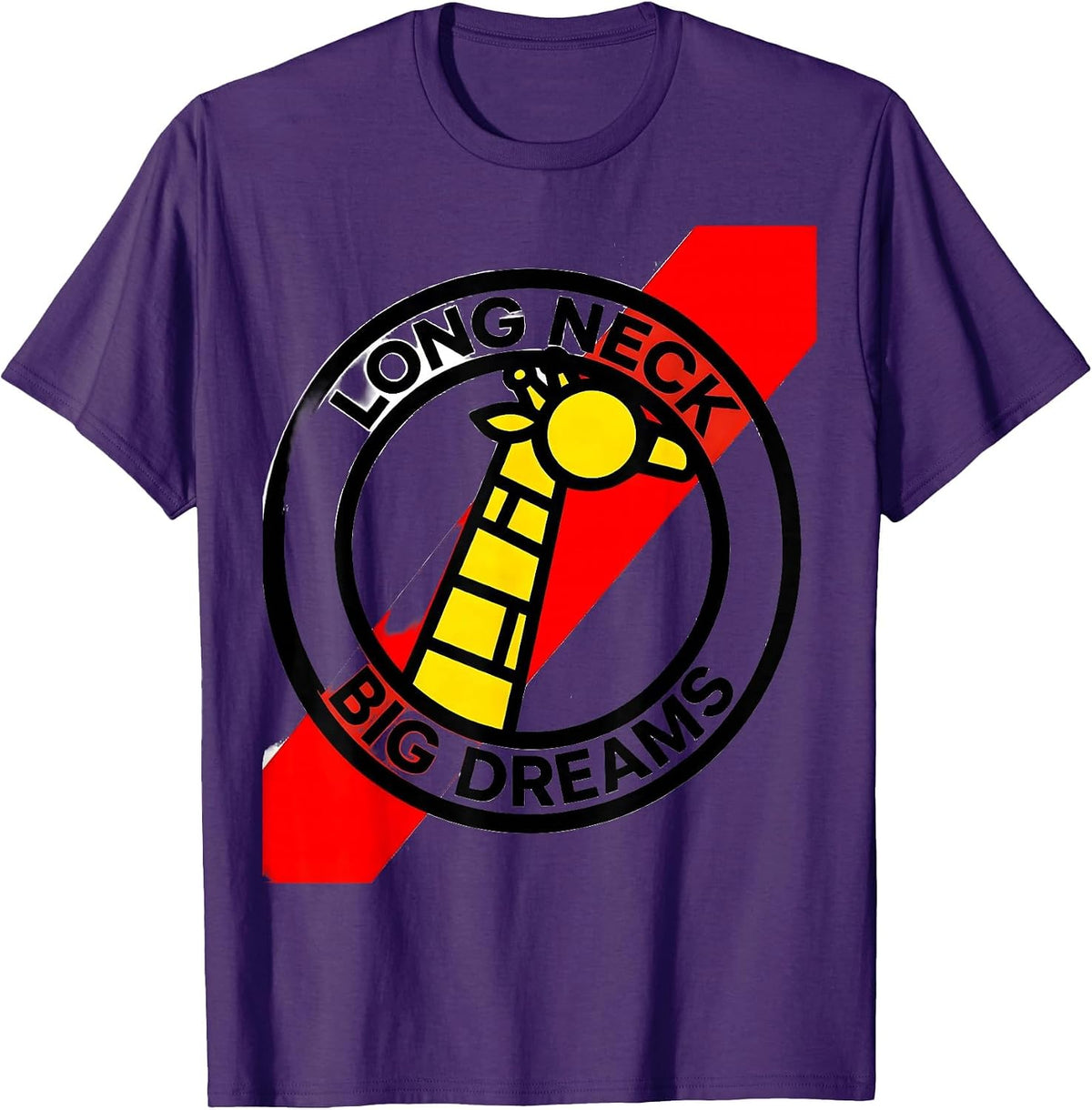 Men's Long Neck Big Dreams Giraffe Graphic Design T-Shirt - Purple