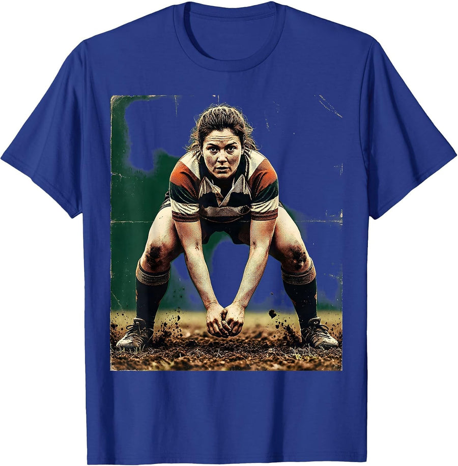 Rugby Scrum Formation Graphic Tee T-Shirt - Royal Blue