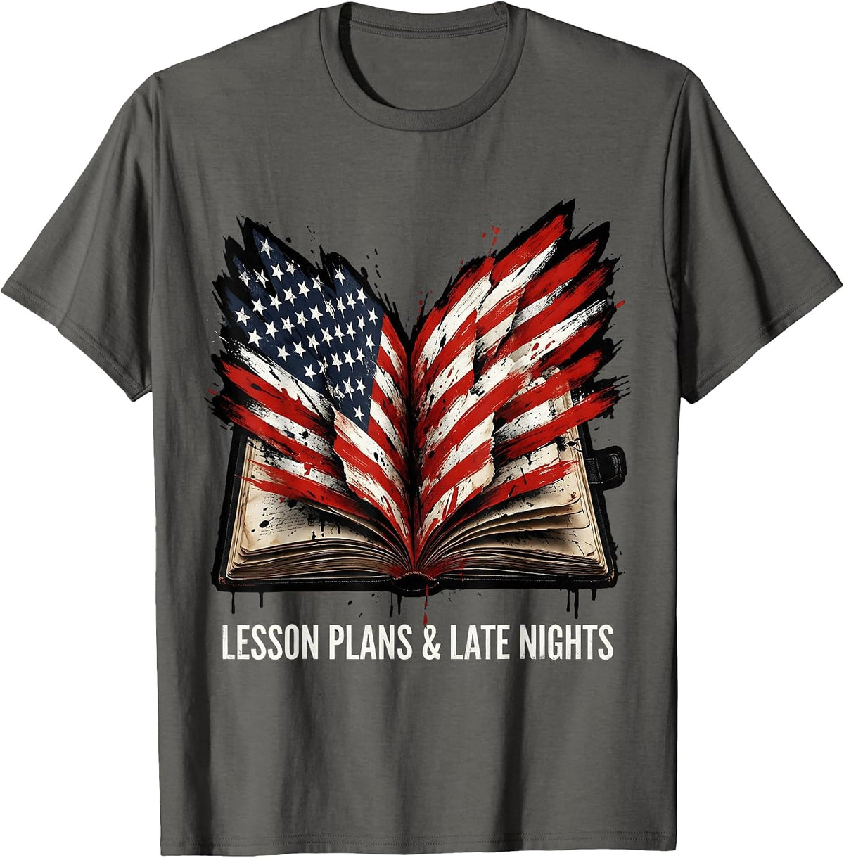 Lesson Plans and Late Nights 5th Grade Teacher T-Shirt - Asphalt Grey