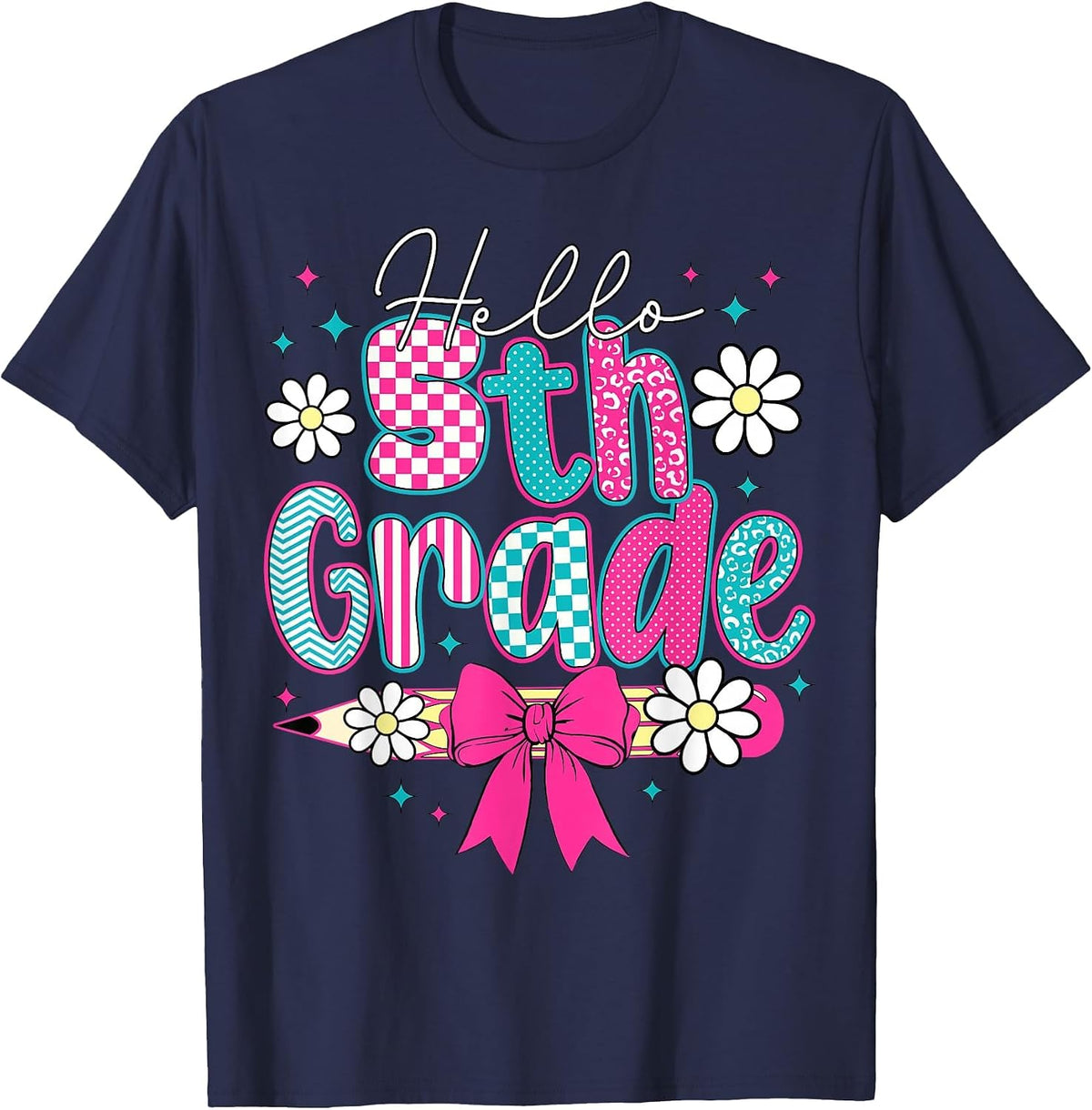 Hello Fifth Grade Team 5th Grade Back to School Boys Girls T-Shirt - Navy Blue