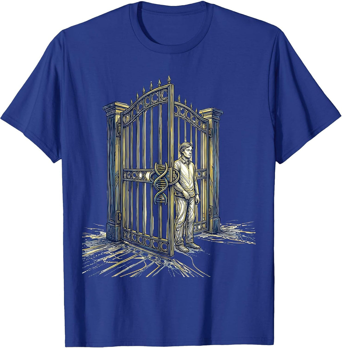 Men's Open Gate Chromosomal Loop Down Syndrome Awareness October T-Shirt - Royal Blue