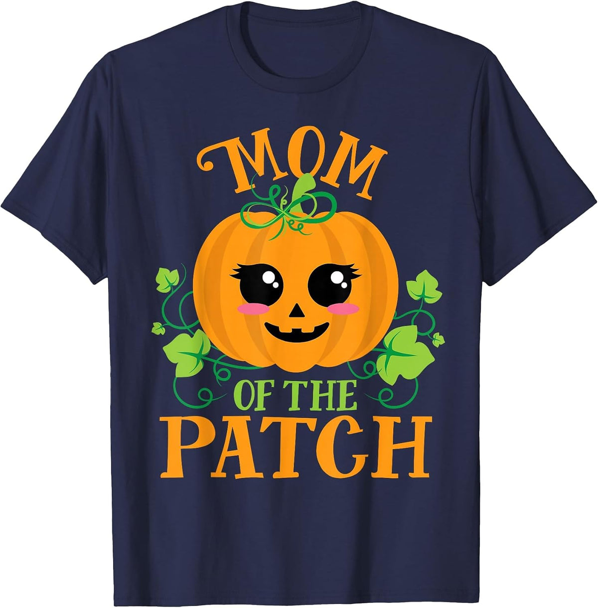 Mom Pumpkin of the Patch Matching Family Set Mommy Halloween T-Shirt - Navy Blue