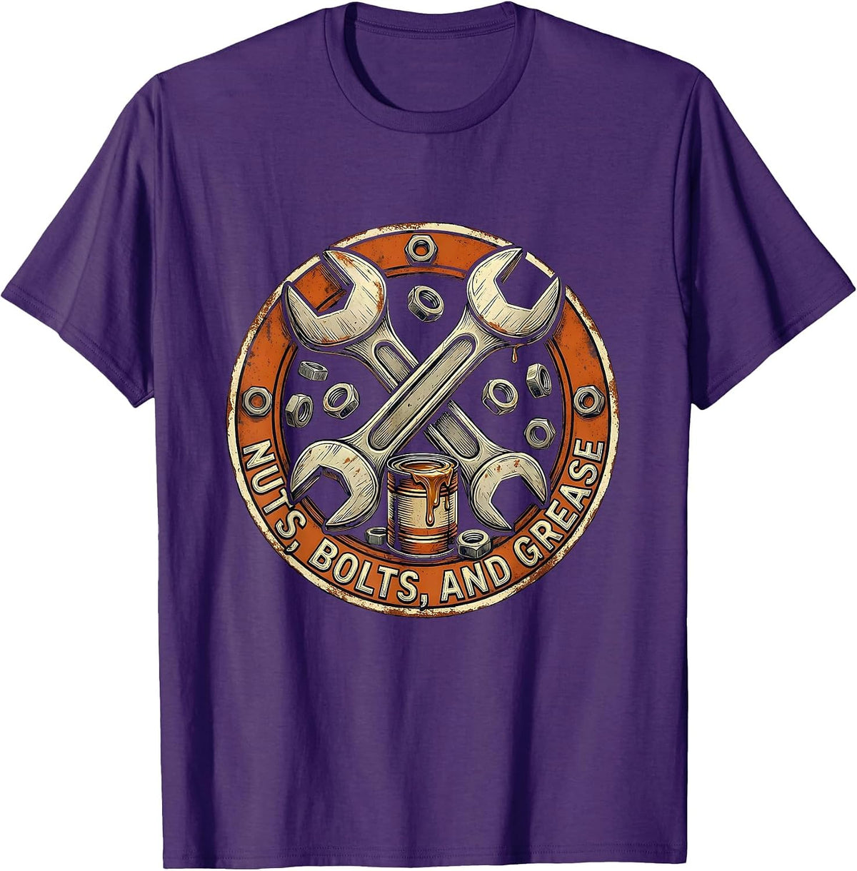 Men's Nuts Bolts and Grease Mechanic Design T-Shirt - Purple