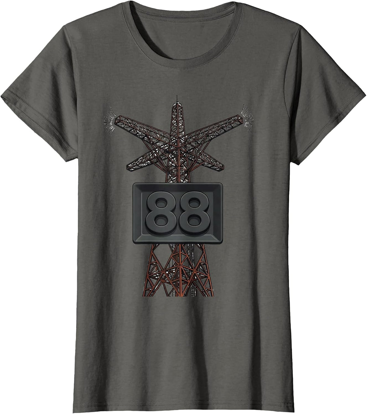 Women's 88 Patriotic Ham Radio Operator Hobbyist Humor T-Shirt - Asphalt Grey