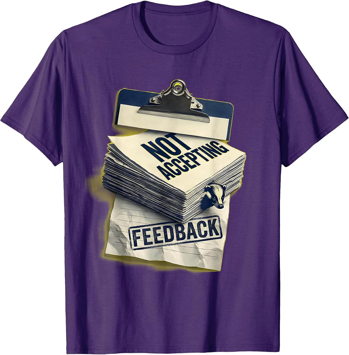 Not Accepting Feedback Funny Honey Badger Animal Humor T-Shirt - Purple