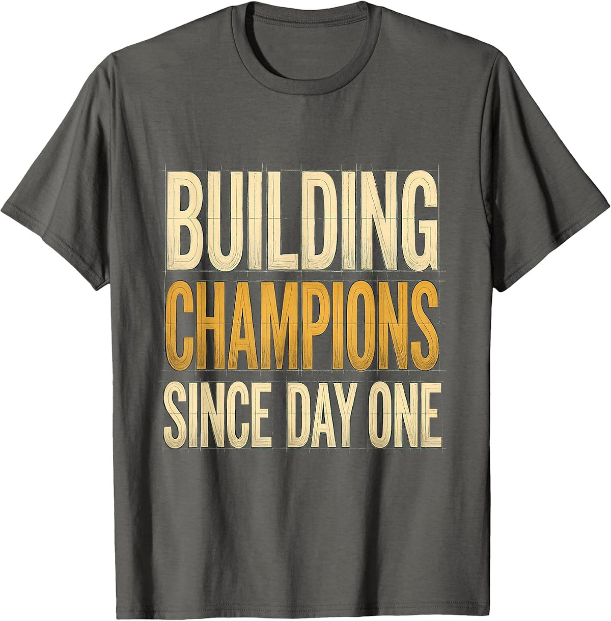 Building Champions Since Day One 5th Grade Teacher T-Shirt - Asphalt Grey