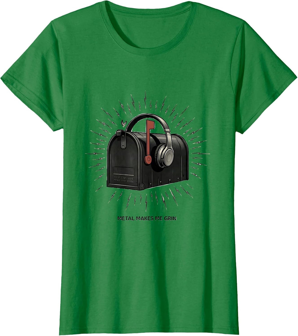 Metal Makes Me Grin Funny Heavy Metal Music Fan Humor T-Shirt - Kelly Green