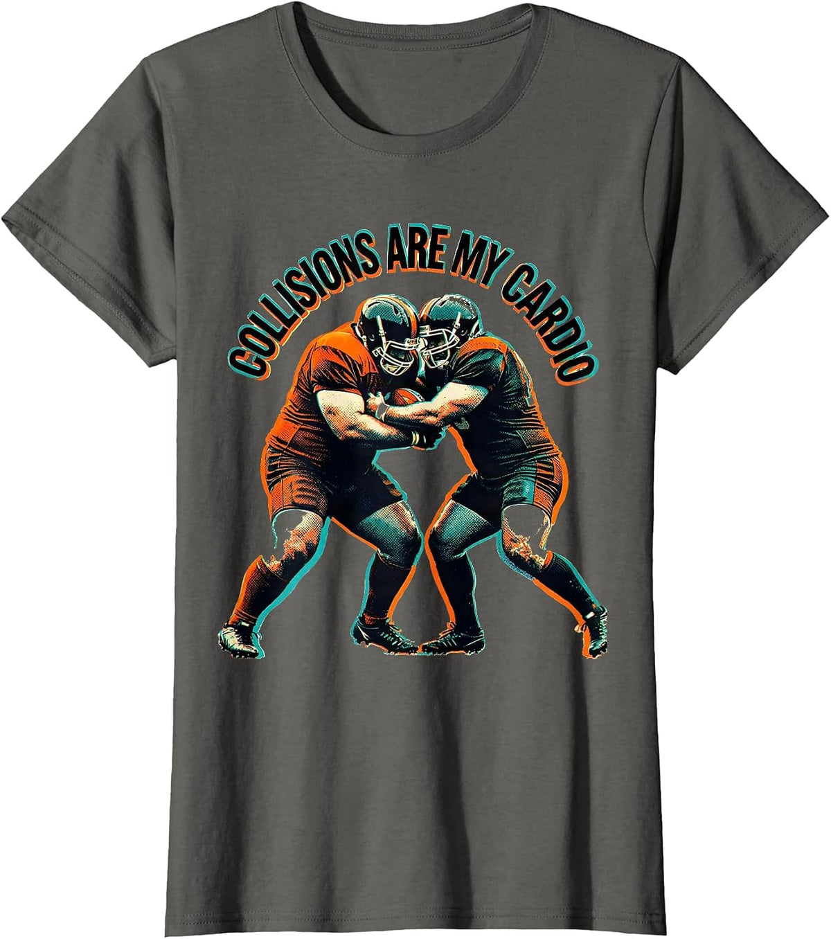 Women's Collisions Are My Cardio Rugby Design T-Shirt - Asphalt Grey