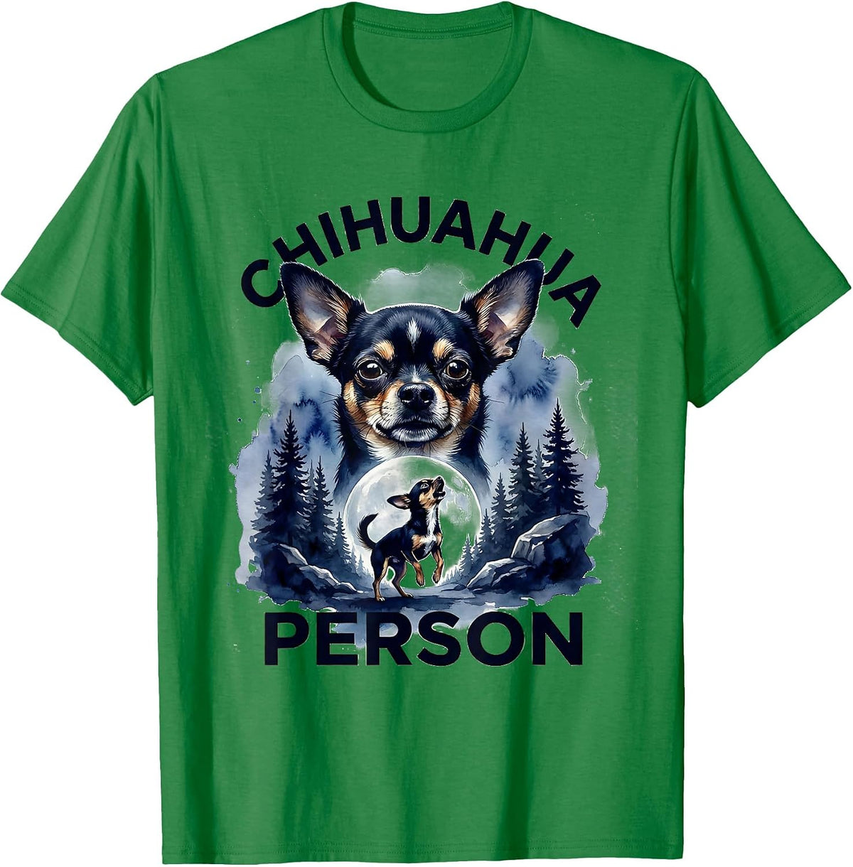 Men's Chihuahua Person Watercolor Dog Breed Portrait Retro 90s T-Shirt - Kelly Green