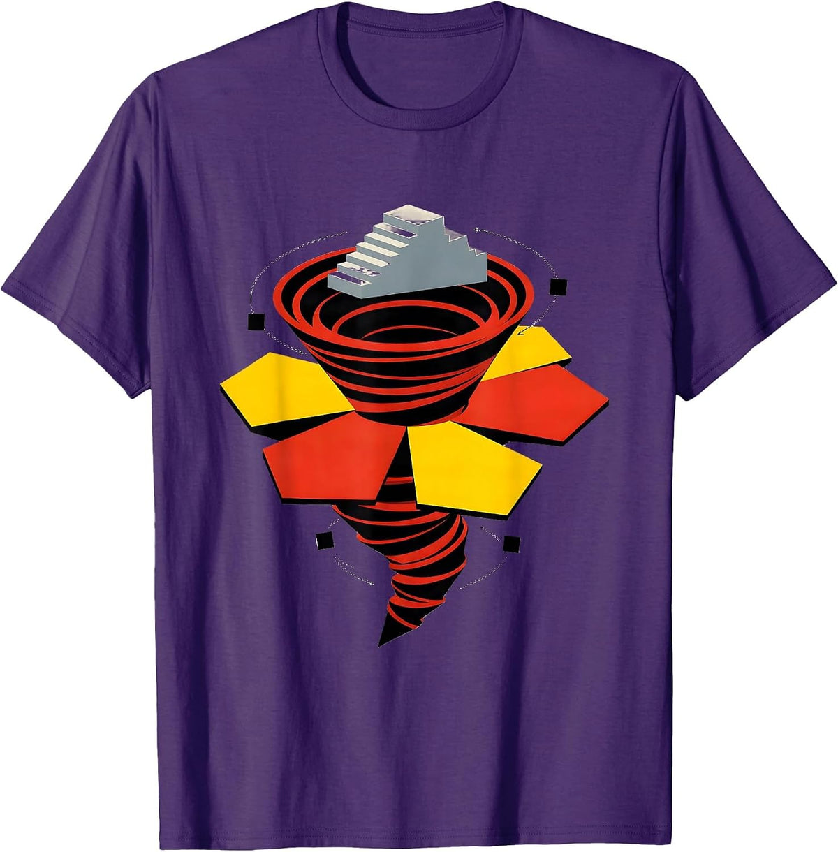 Geometric Tornado Flower Bauhaus Modernist Weather T-Shirt - Purple
