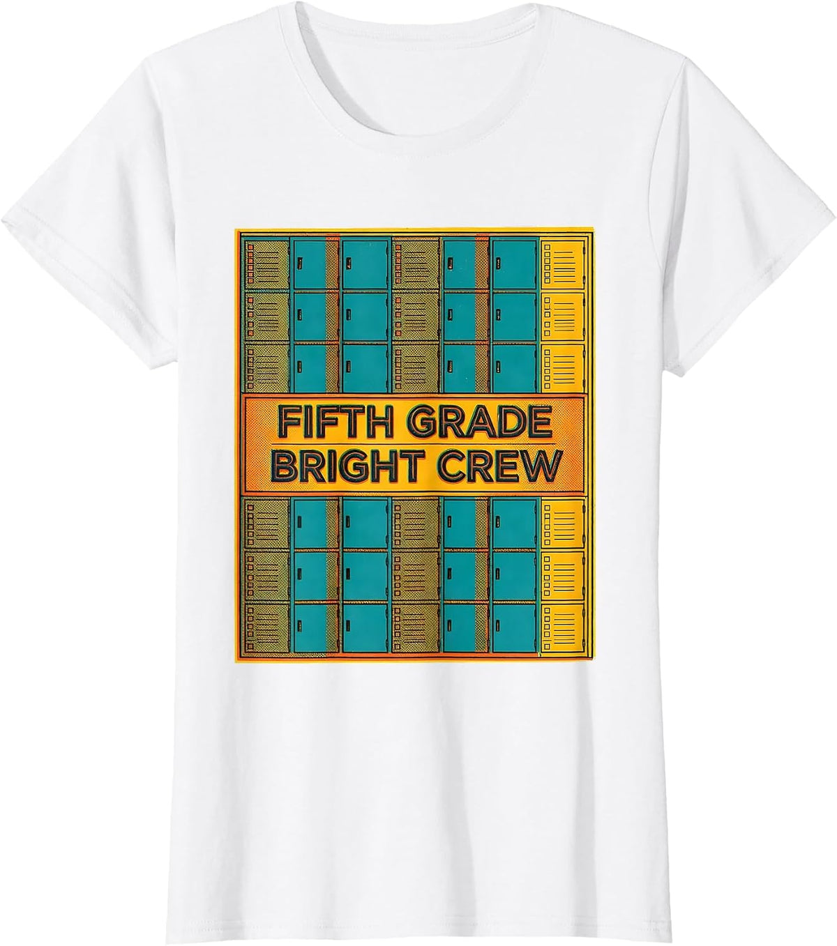 Fifth Grade Bright Crew Risograph Teacher Humor Back T-Shirt - White