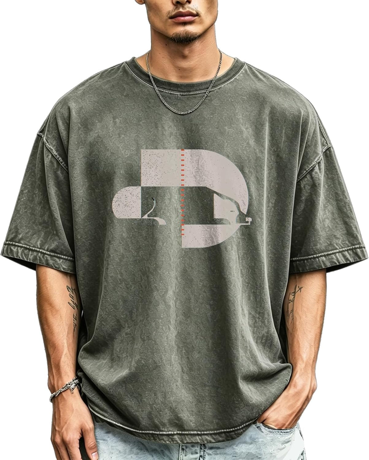 Cotton Crew Neck Summer Casual T-Shirt | Vintage Washed Men's Trendy Distressed Graphic Tee - Minimalist Curve