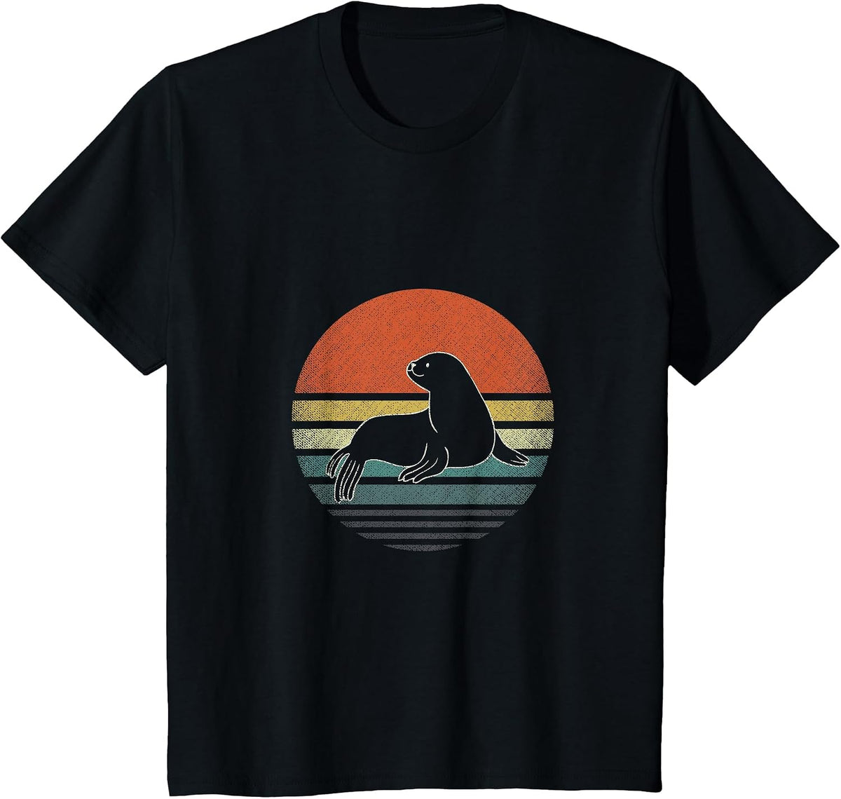 Retro Sea Lion T-Shirt - Black
