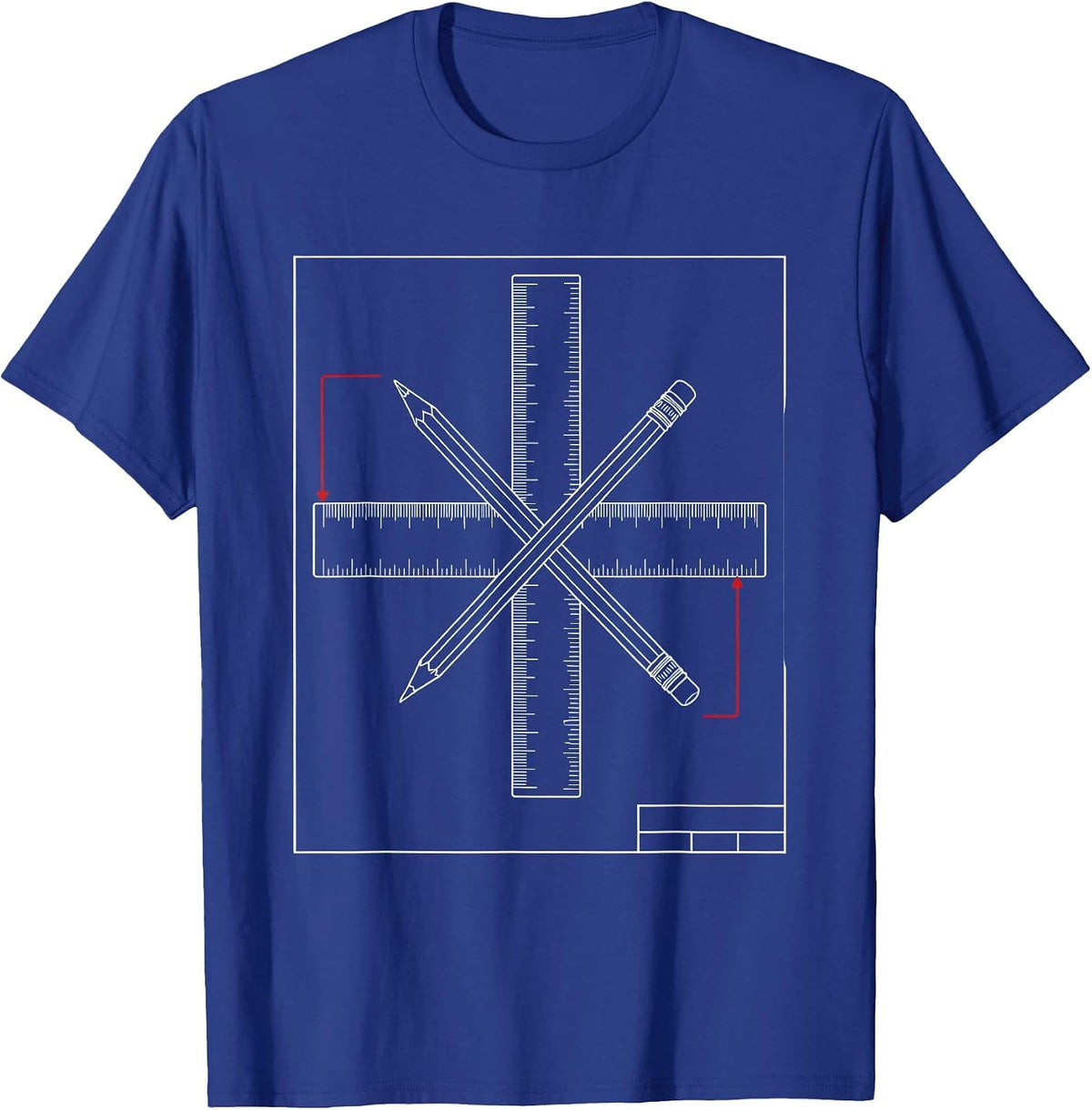 Math Teacher Ruler Pencil Cross Graphic Design T-Shirt - Royal Blue