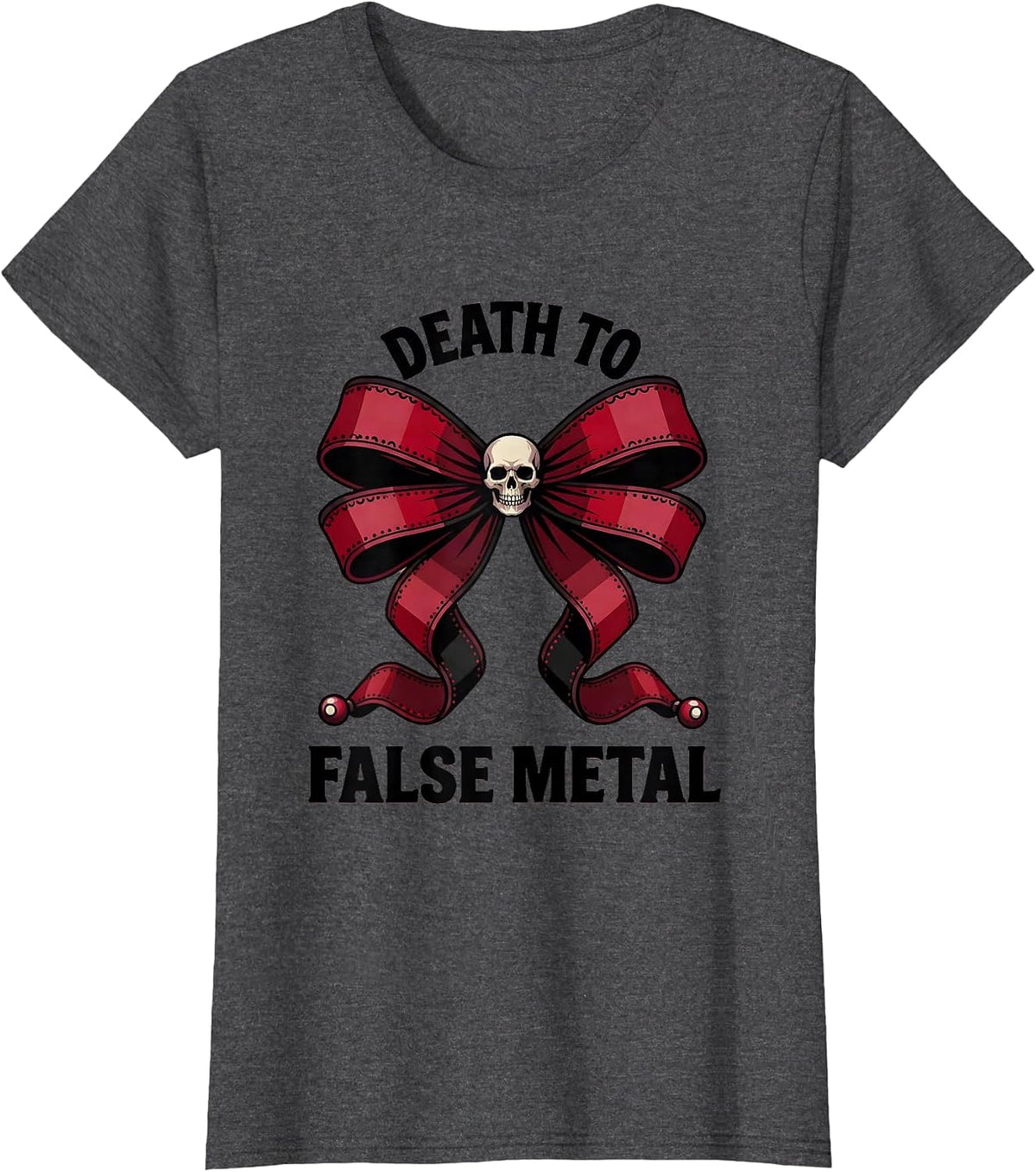 Women's Death to False Metal Heavy Metal Graphic Design T-Shirt - Dark Heather Grey