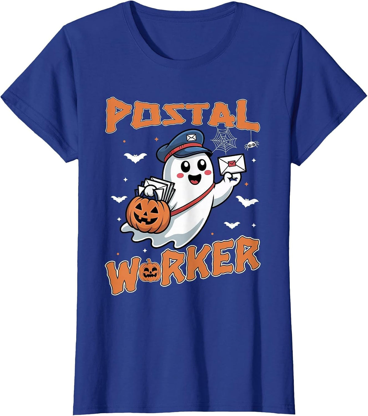 Postal Worker Pumpkin Post Office Staff Ghost Halloween Men T-Shirt - Royal Blue
