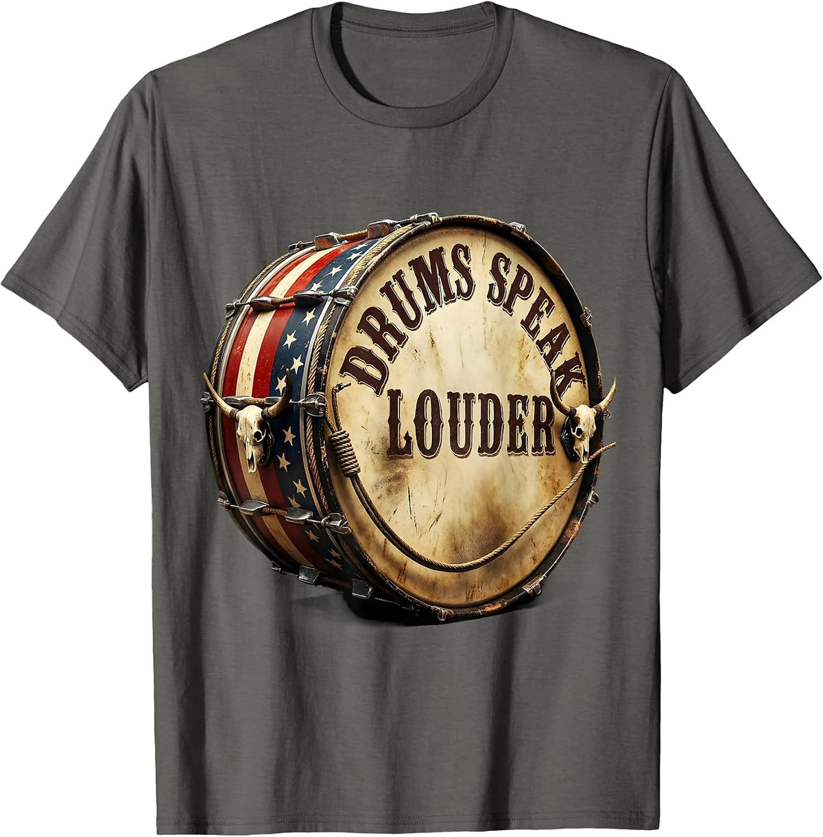 Drums Speak Louder Band Music Graphic Design T-Shirt - Asphalt Grey