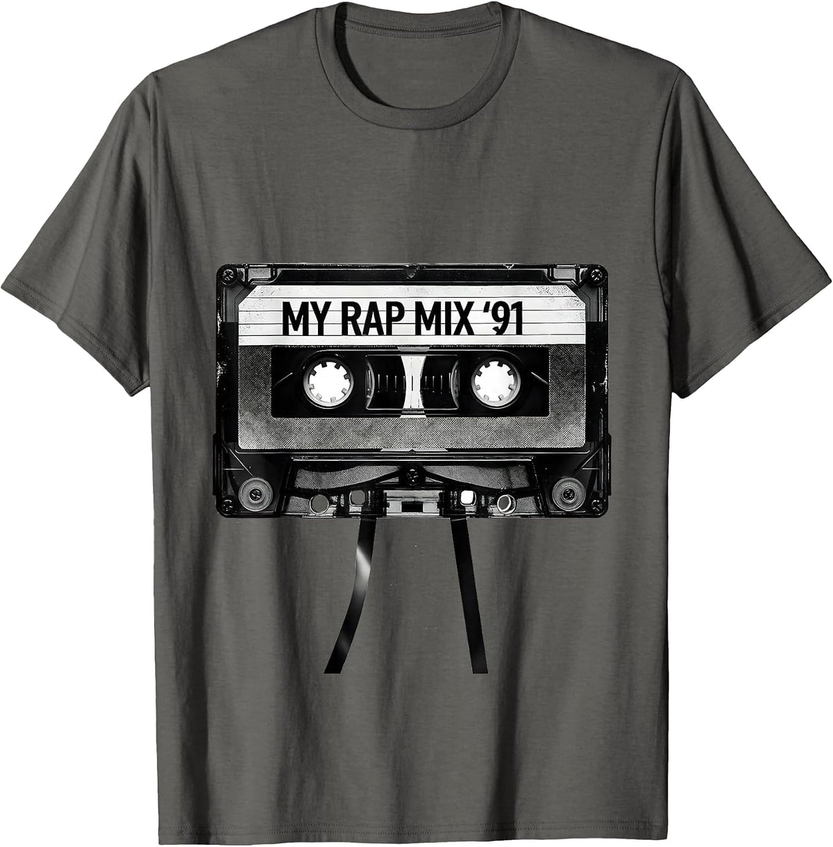 Men's My Rap Mix '91 Retro Cassette Hip Hop Nostalgia Mixtape T-Shirt - Asphalt Grey