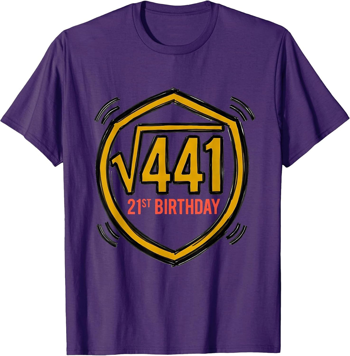 Men's √441 21st Birthday Math Humor Age 21 Birthday Gift T-Shirt - Purple