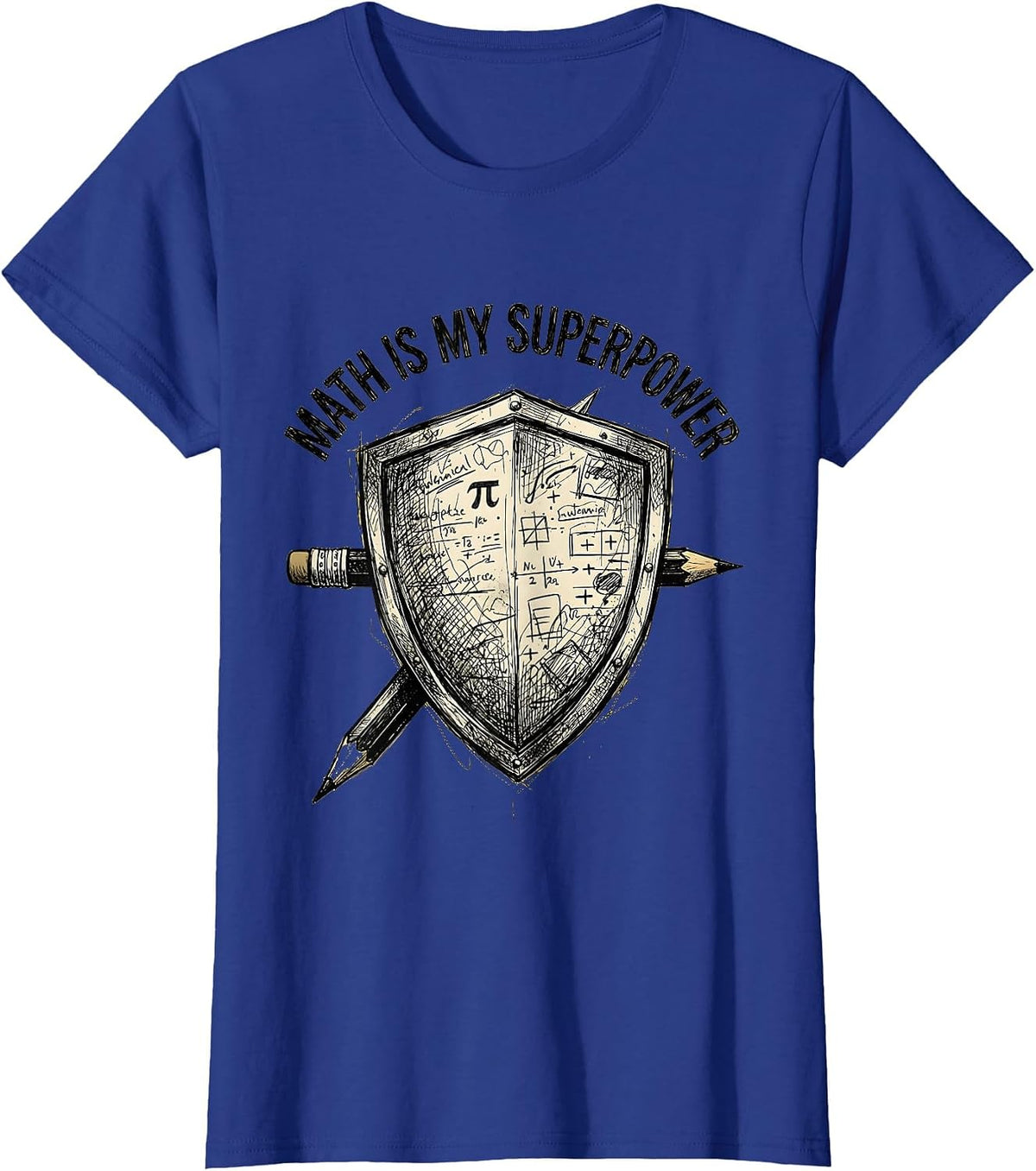 Women's Math Is My Superpower Math Teacher Design T-Shirt - Royal Blue