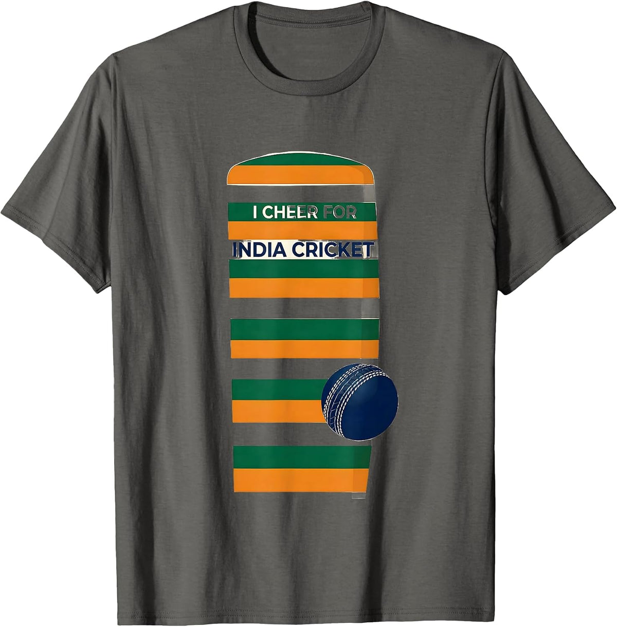 I Cheer for India Cricket Patriotic Indian Cricket Fan T-Shirt - Asphalt Grey