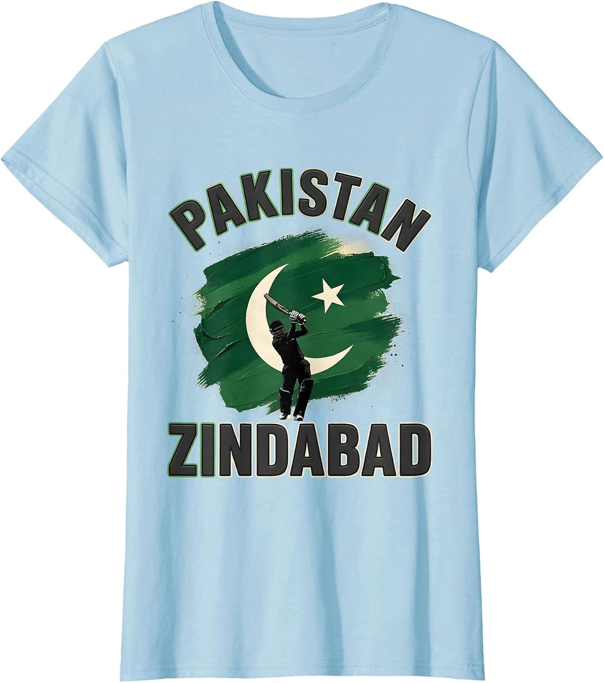Pakistan Zindabad National Pride Cricket Fan Heritage T-Shirt - Baby Blue