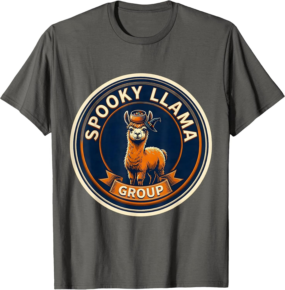 Men's Spooky Llama Group Funny Llama Lover Halloween Costume T-Shirt - Asphalt Grey
