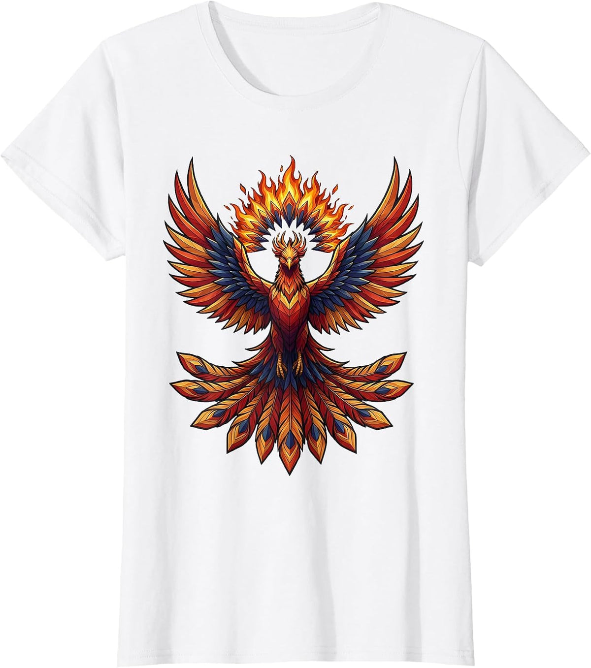 Women's Phoenix Stained Glass Mosaic Graphic T-Shirt - White