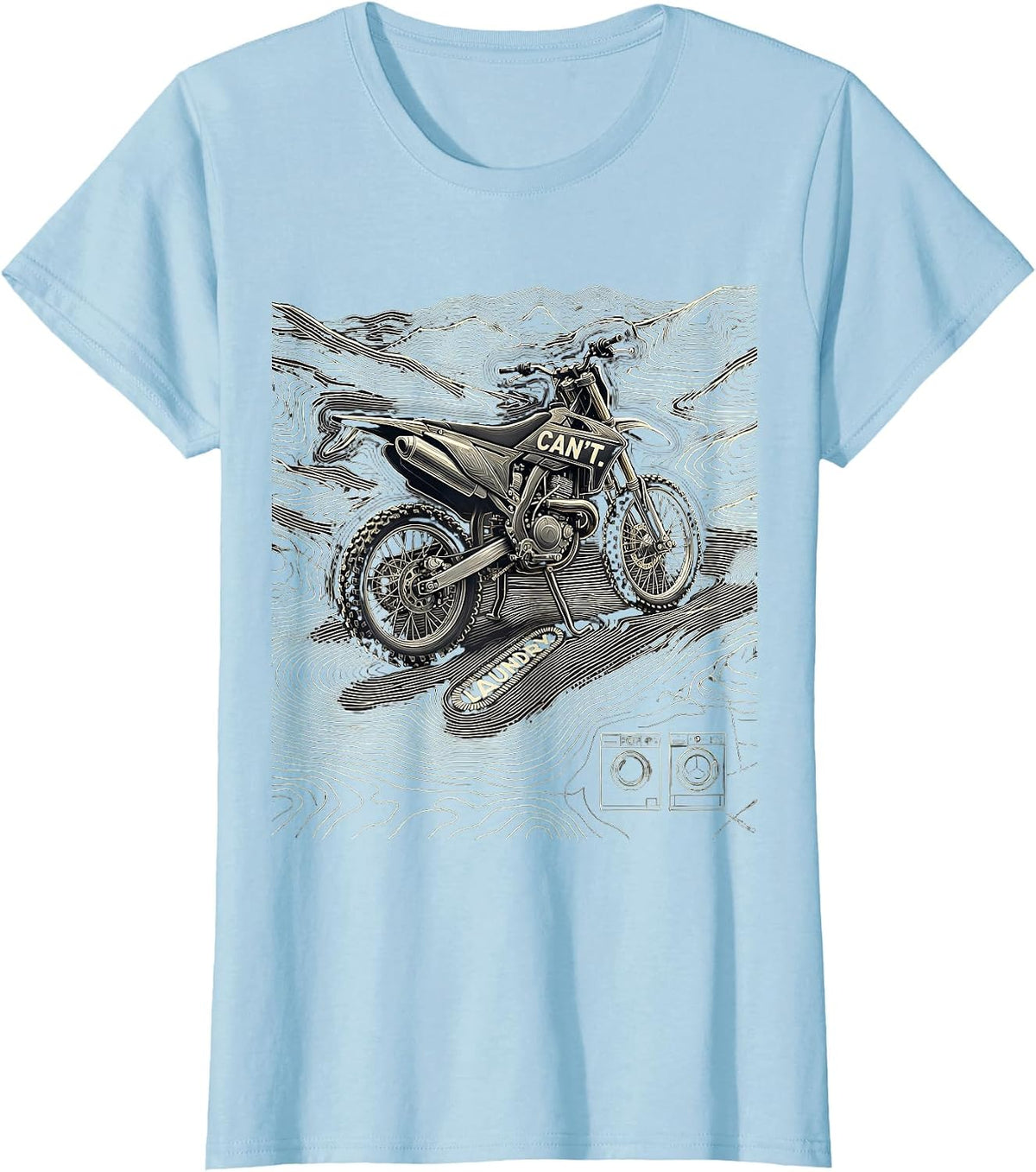 Cant. Laundry. Topographic Contour Dirt Bike Motocross T-Shirt - Baby Blue