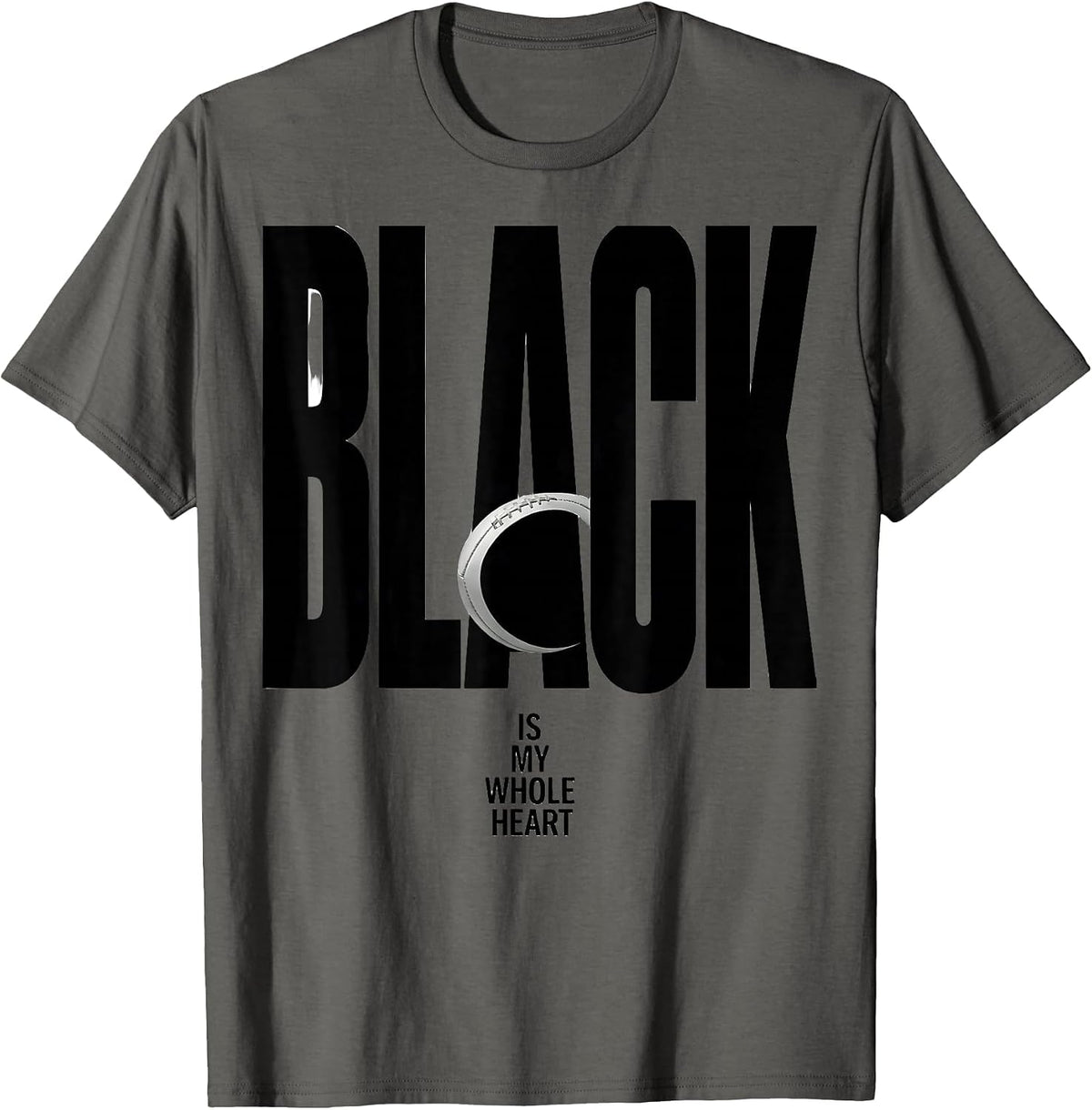 Men's Black Is My Whole Heart National Pride Rugby Fan Kiwi T-Shirt - Asphalt Grey