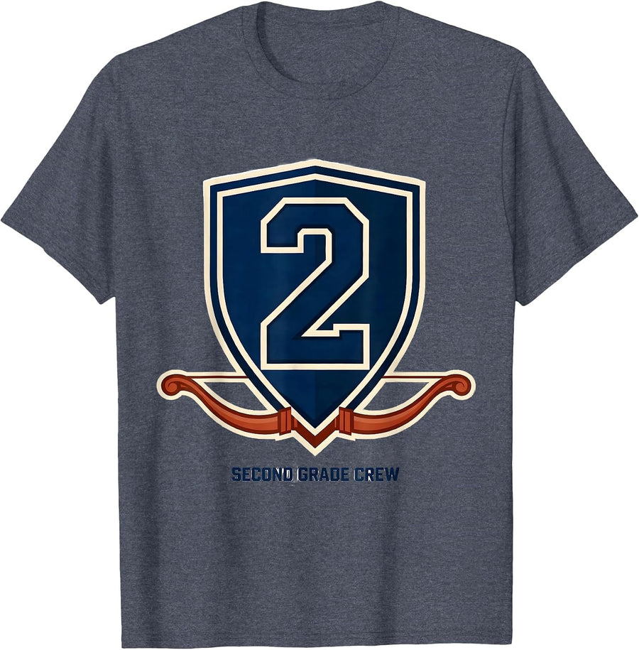 Second Grade Crew Sports Coquette Bow Back to School First T-Shirt - Heather Blue