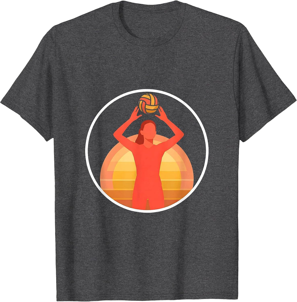 Volleyball Silhouette Sunset Setting Ball T-Shirt - Dark Heather Grey
