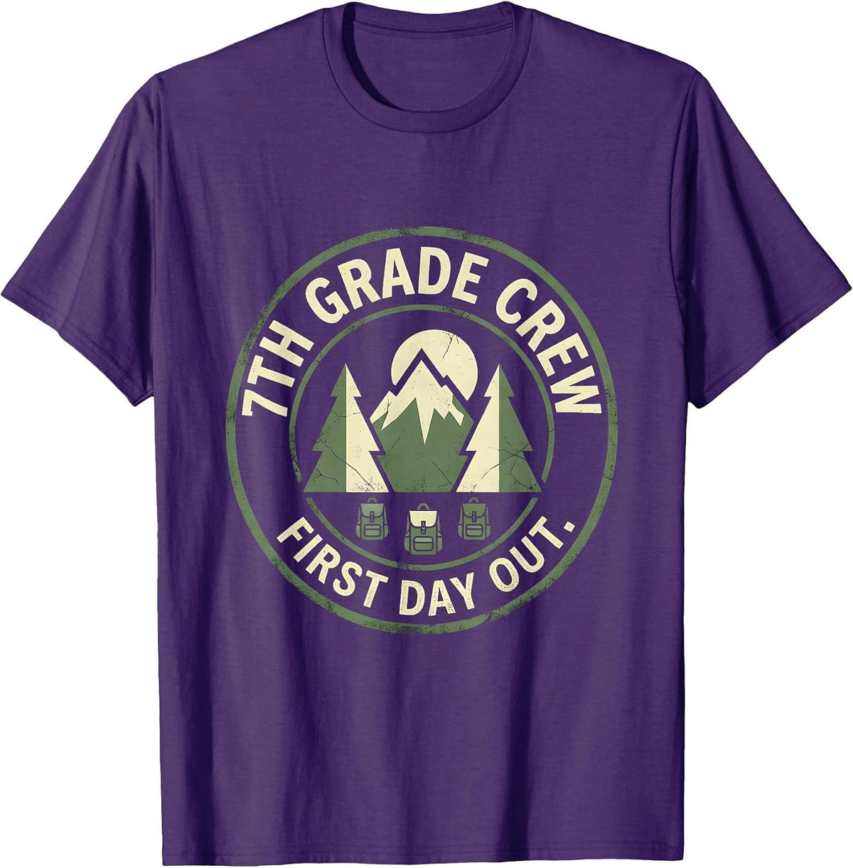 Men's 7th Grade Crew First Day Out Boho Nature Back To School T-Shirt - Purple