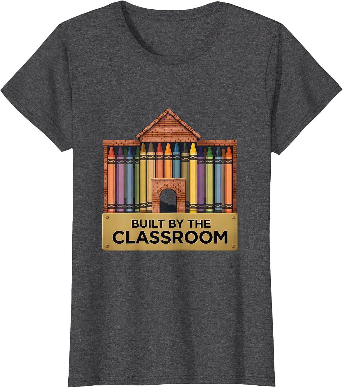 Women's Built by the Classroom 5th Grade Teacher Design T-Shirt - Dark Heather Grey