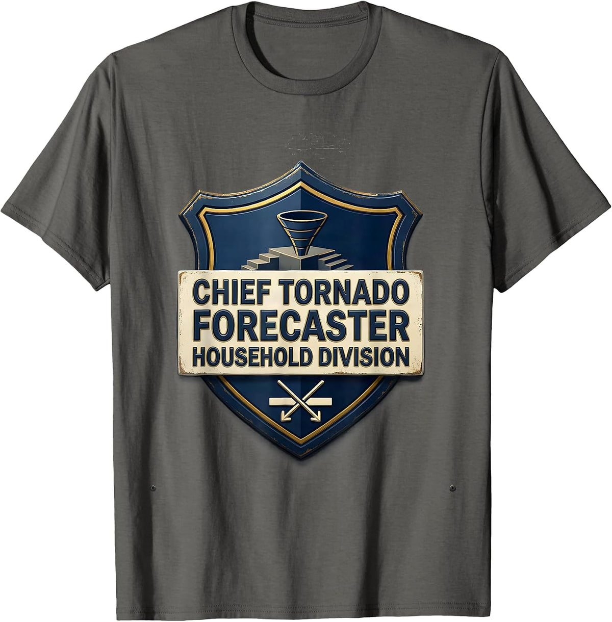 Men's Chief Tornado Forecaster, Household Division Storm Chaser T-Shirt - Asphalt Grey