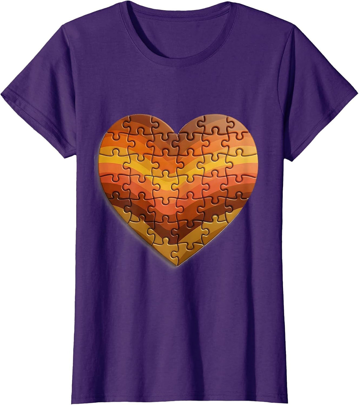 Women's Down Syndrome Awareness Puzzle Piece Heart T-Shirt - Purple