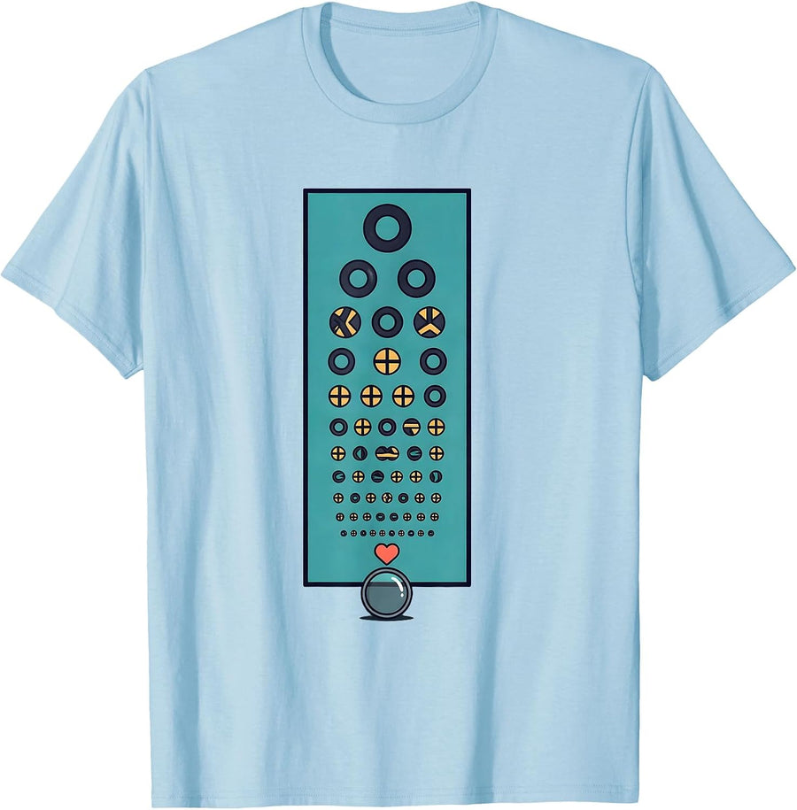 Men's Eye-Chart Heart Optometrist Valentine Humor T-Shirt - Baby Blue
