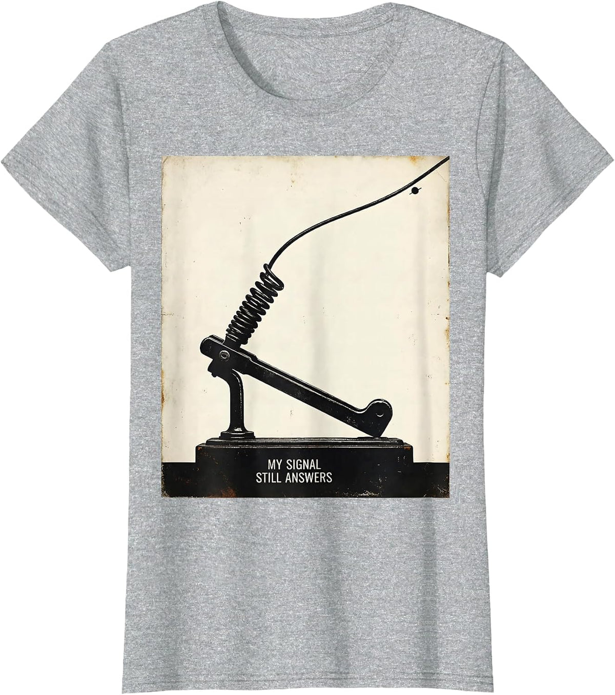 Women's My Signal Still Answers Vintage Ham Radio Operator Humor T-Shirt - Heather Grey