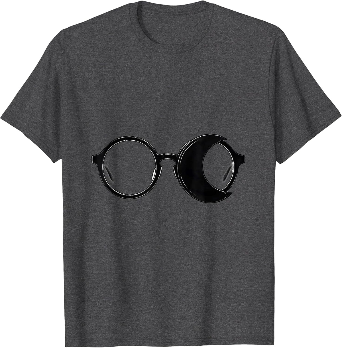Spectacle Moon Occluder Minimalist Optometrist Halloween T-Shirt - Dark Heather Grey