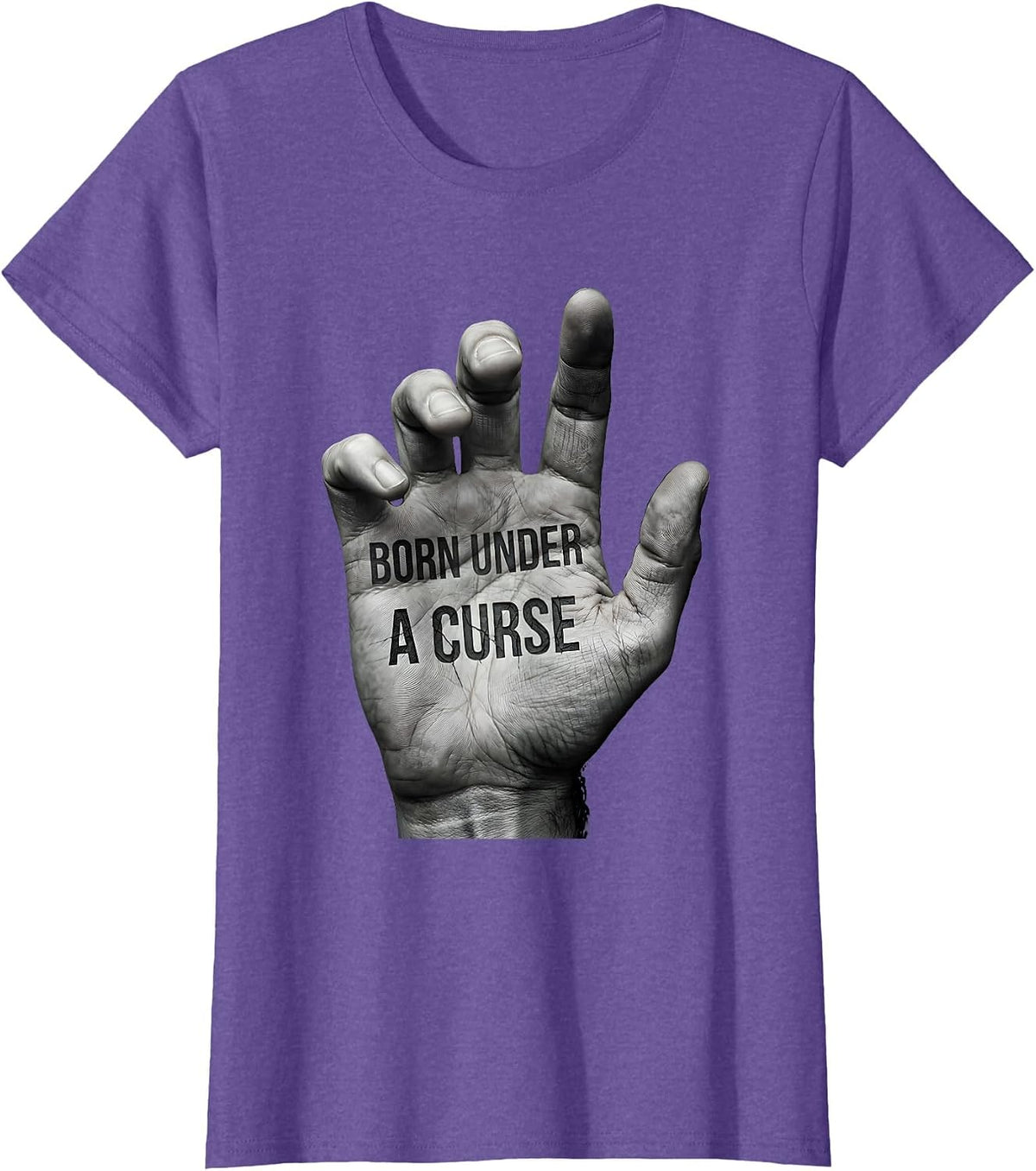 Born Under a Curse Gothic Dark Arts Design T-Shirt - Purple Heather